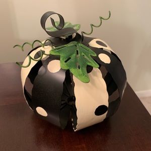 Black and white metal pumpkin decoration